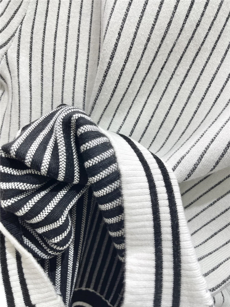 Ch**el crew neck striped logo sweater white