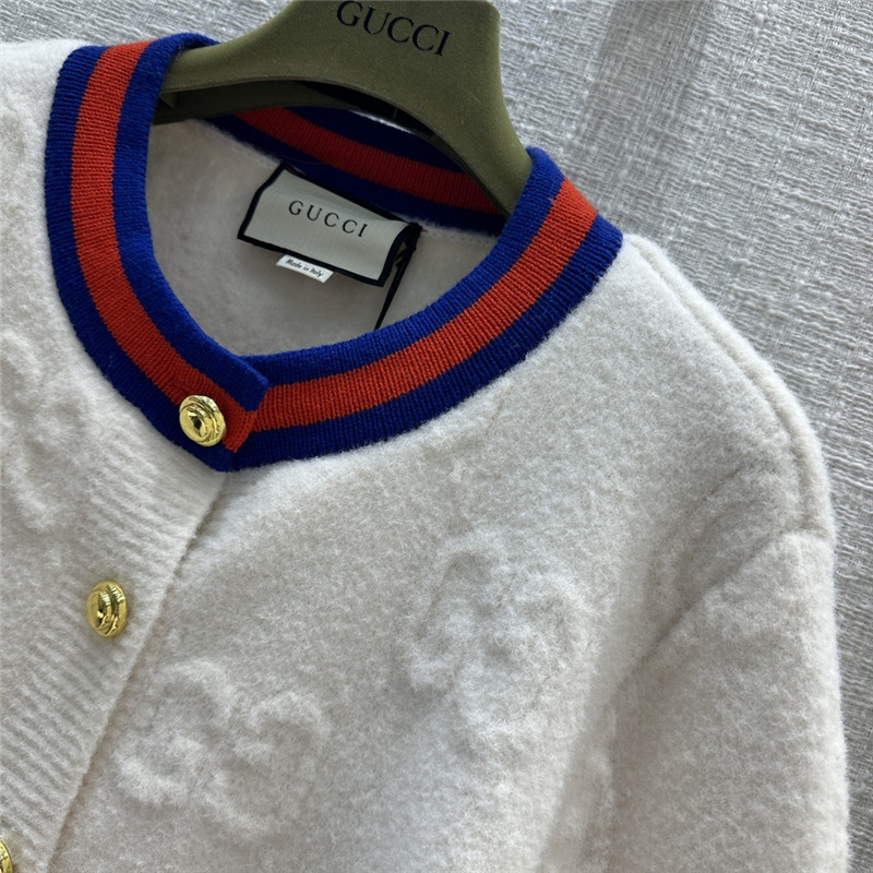 Gvc*1 logo jacquard cardigan in elegant white