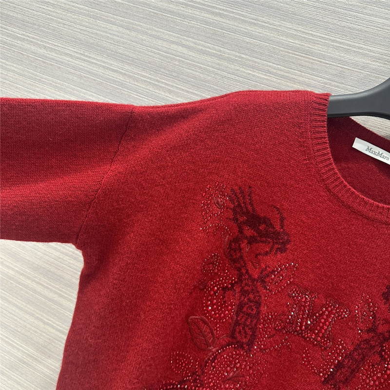 Vanitoo Rhinestone Cashmere Sweater in Red