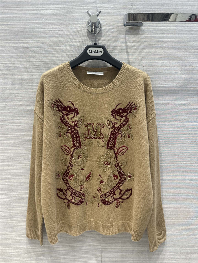 Vanitoo Rhinestone Cashmere Sweater in Beige