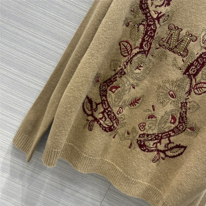 Vanitoo Rhinestone Cashmere Sweater in Beige