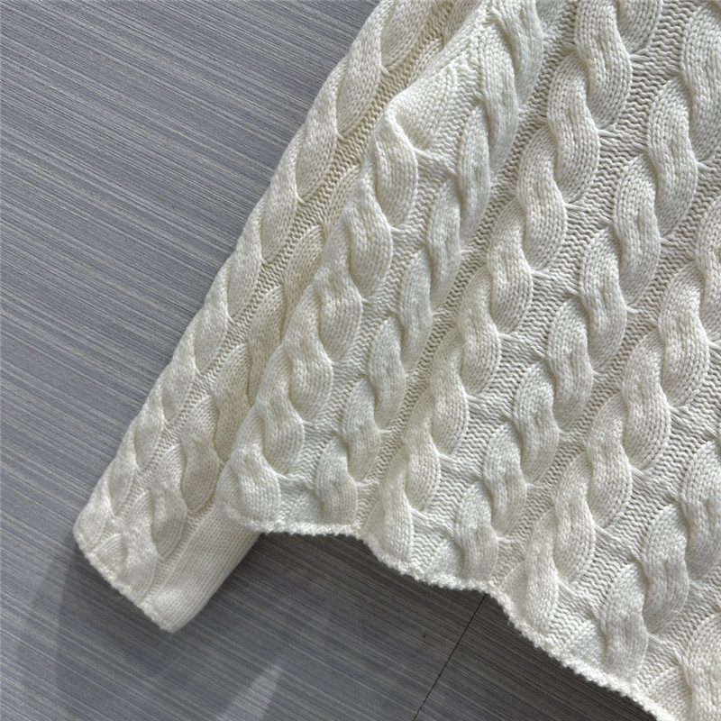 White Cable Turtleneck Cashmere Sweater