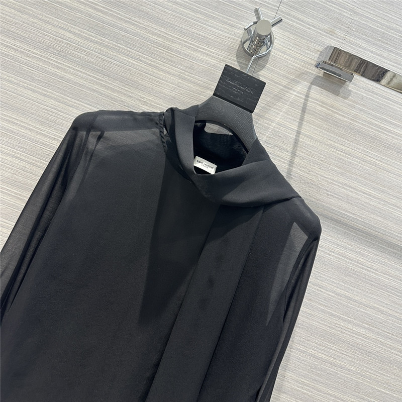 Y51 ribbon real silk shirt
