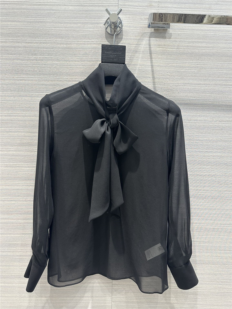 Y51 ribbon real silk shirt