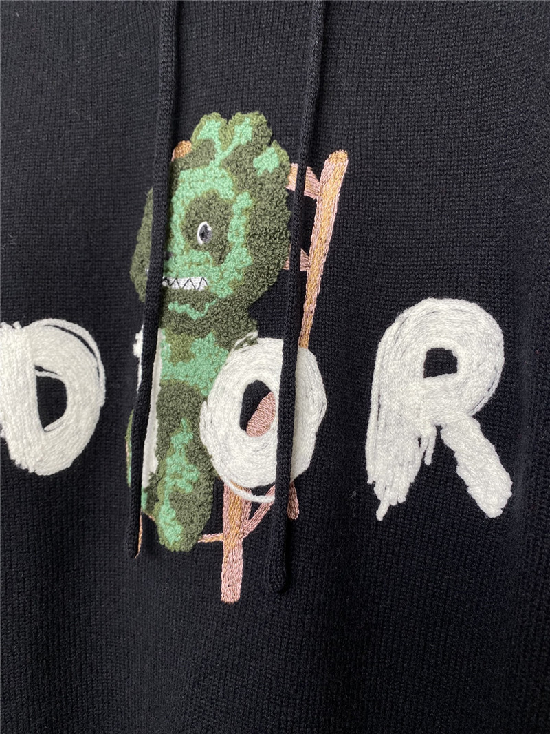 D10r navy logo knitted hooded sweater