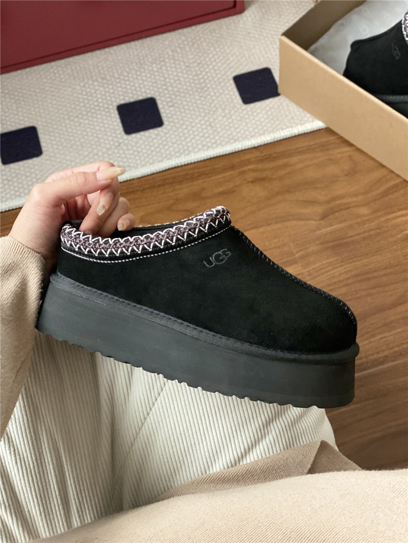 ugg thick-soled ethnic-style half-mug with wool lining