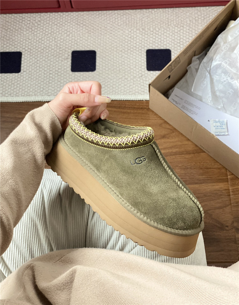 ugg thick-soled ethnic-style half-mug with wool lining