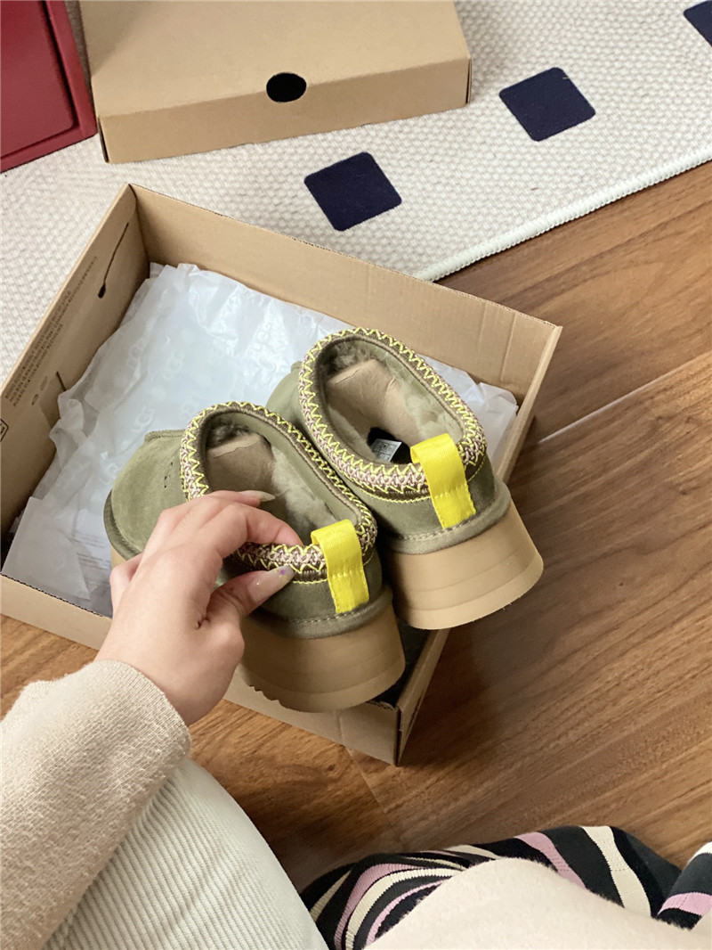 ugg thick-soled ethnic-style half-mug with wool lining