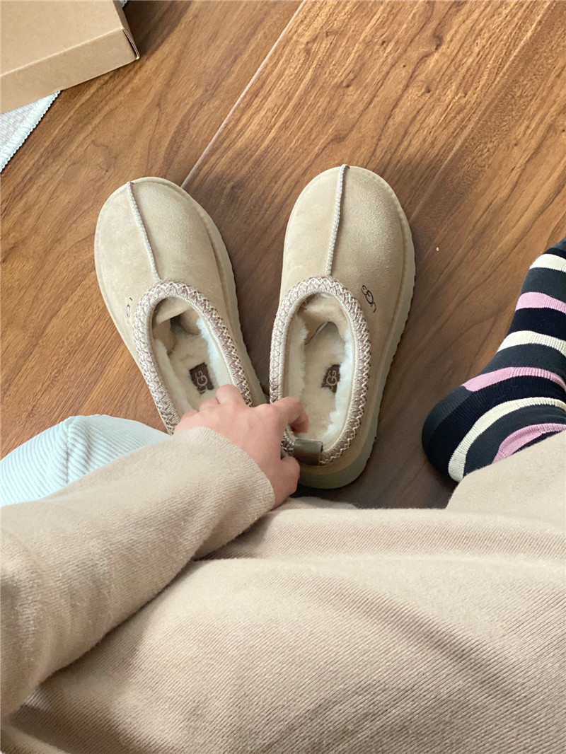 ugg thick-soled ethnic-style half-mug with wool lining