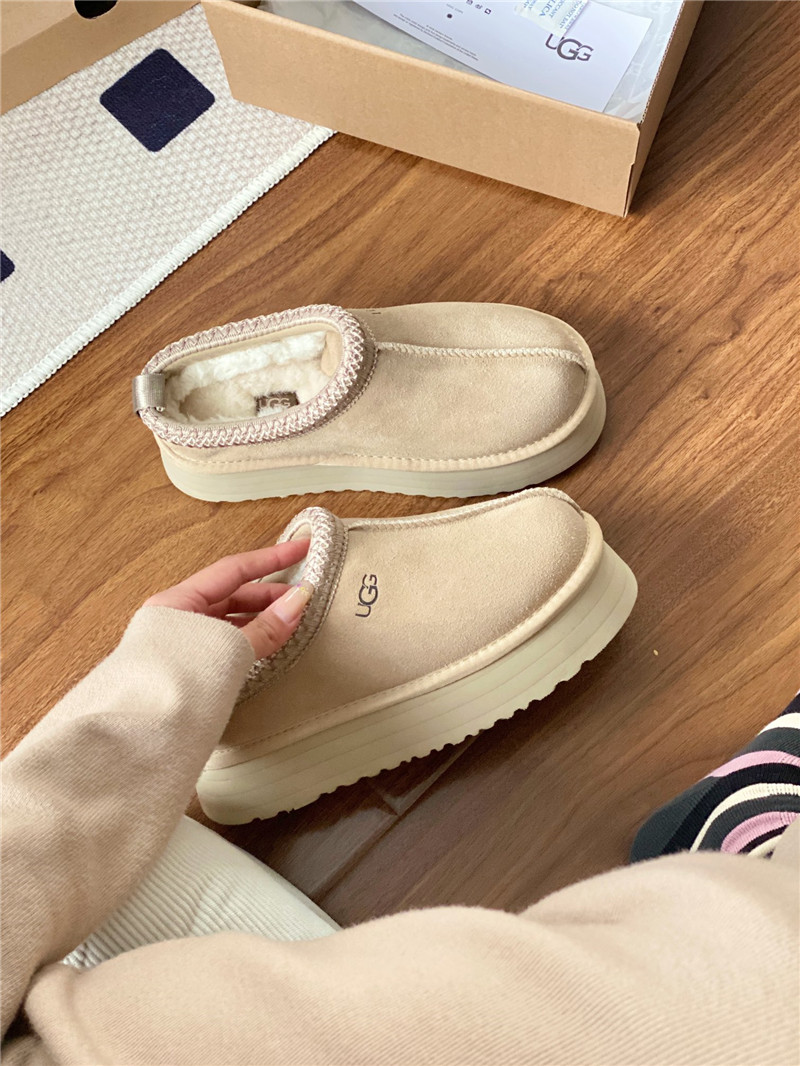 ugg thick-soled ethnic-style half-mug with wool lining