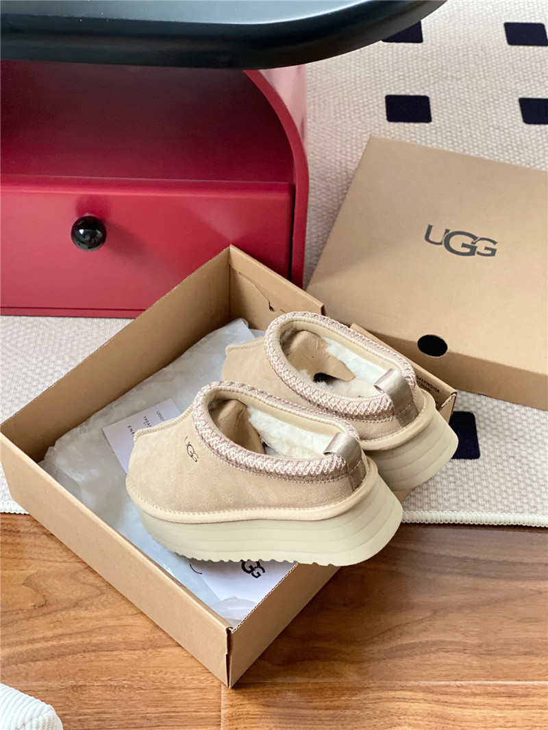 ugg thick-soled ethnic-style half-mug with wool lining