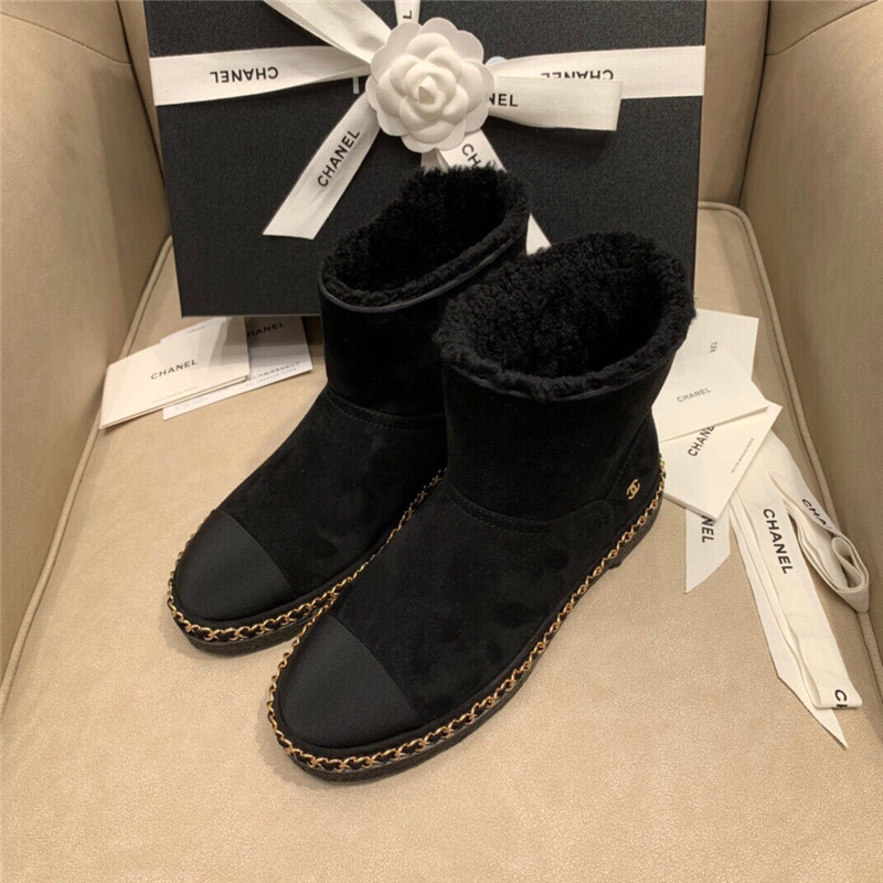 Ch**el suede leather shearling snow boots