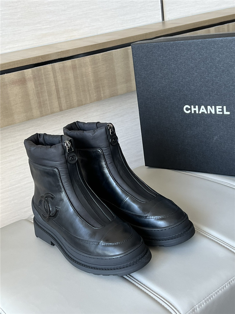 Ch**el calfskin nylon ankle snow boots