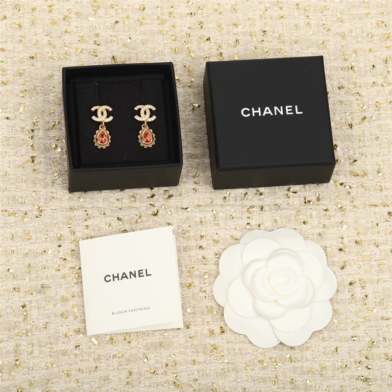 Ch**el double c drop lace drop earrings