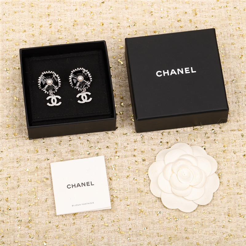 Ch**el four leaf clover double c earrings