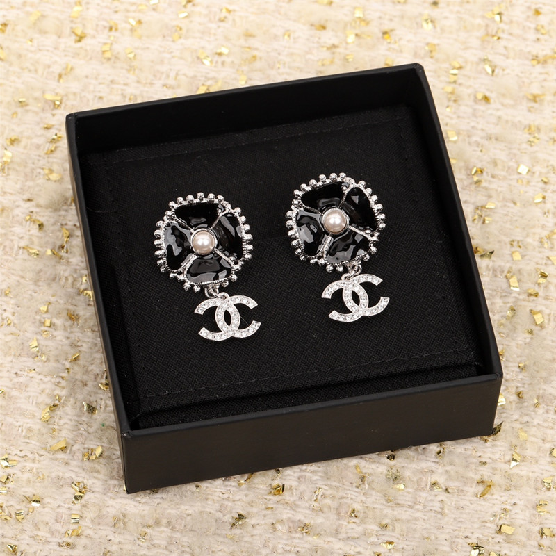 Ch**el four leaf clover double c earrings