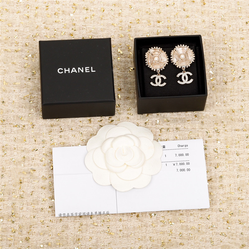 Ch**el four leaf clover double c earrings