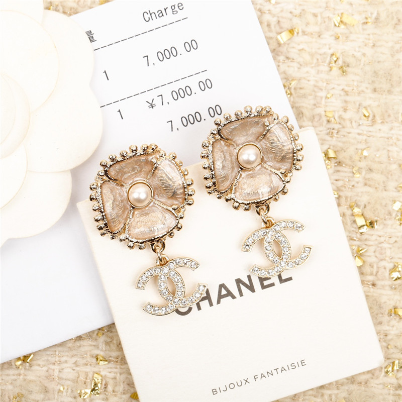 Ch**el four leaf clover double c earrings