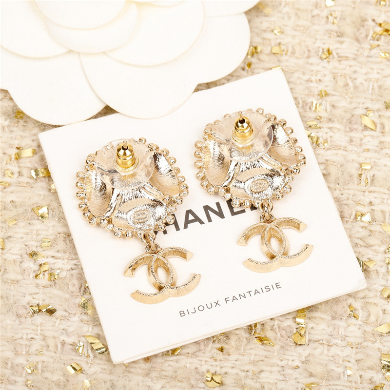 Ch**el four leaf clover double c earrings