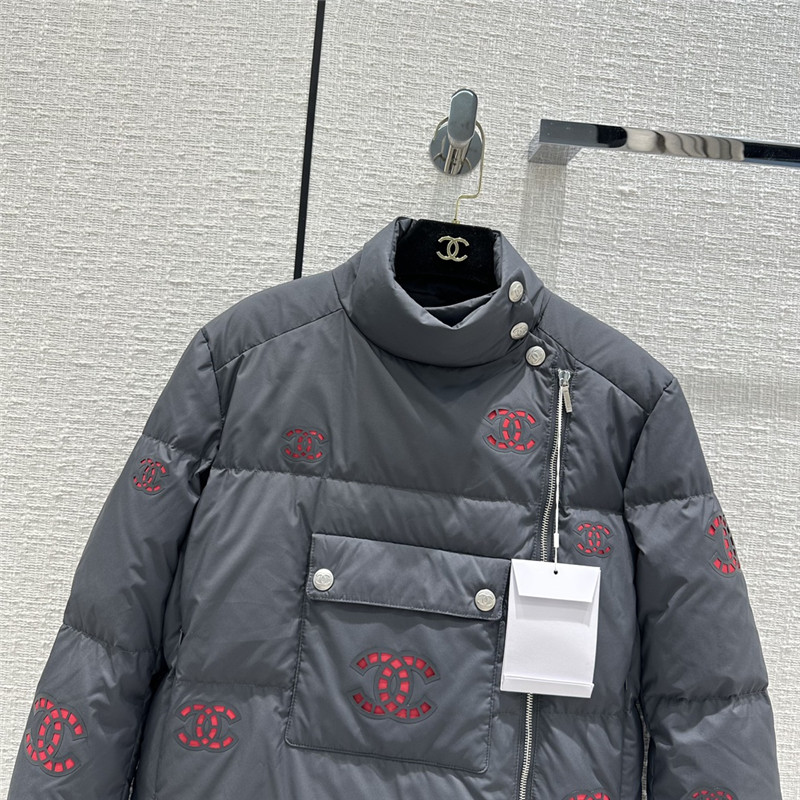 Ch**el double c hollow laminated short down jacket