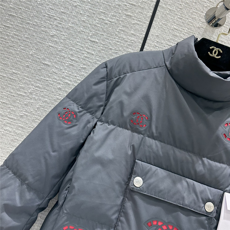 Ch**el double c hollow laminated short down jacket