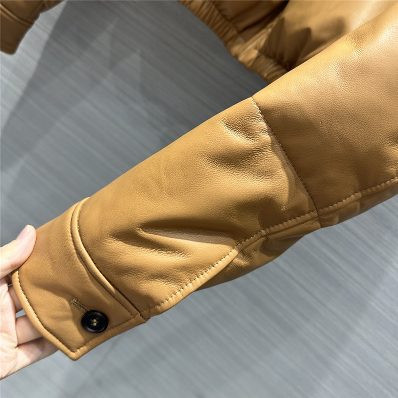Pra*a lambskin quilted genuine leather down jacket