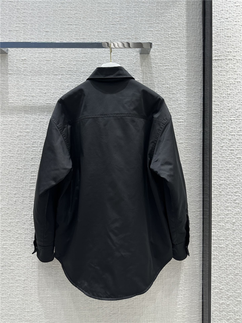Pra*a triangle logo large shirt cotton jacket