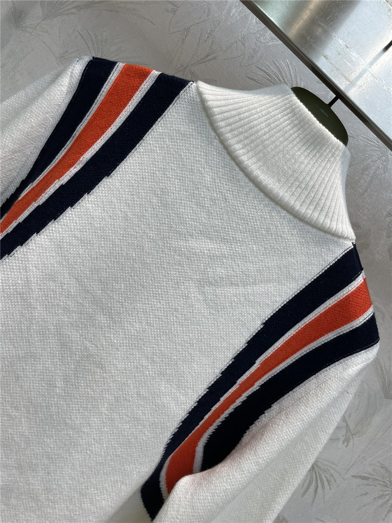 Gvc*1 stand collar knitted colorblock zip cardigan jacket