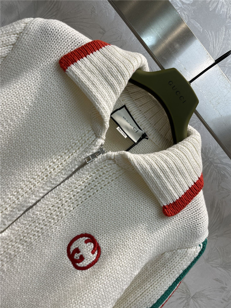 Gvc*1 lapel web knitted zip sweater
