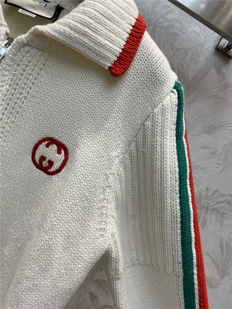 Gvc*1 lapel web knitted zip sweater