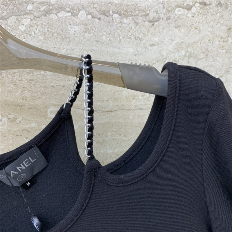 Ch**el off-shoulder long-sleeved bottoming t-shirt