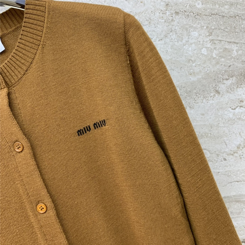 Miu Miu Brown Logo Knitted Cardigan