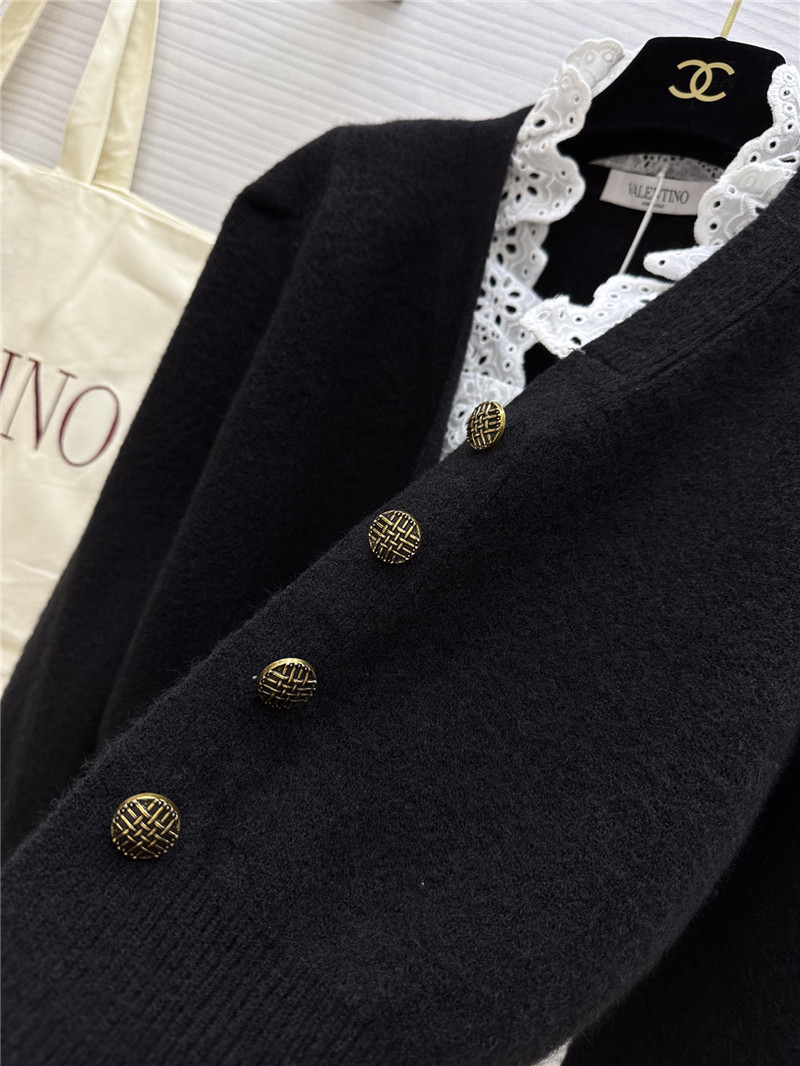 Va1e*ntin0 black lace wool cardigan