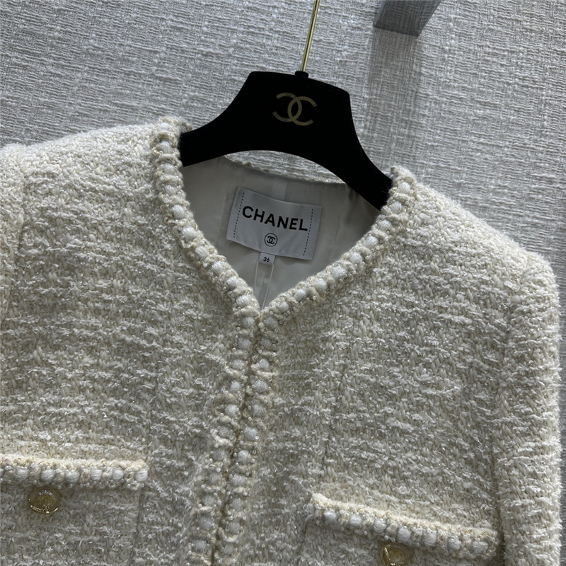 Ch**el cream platinum soft tweed jacket
