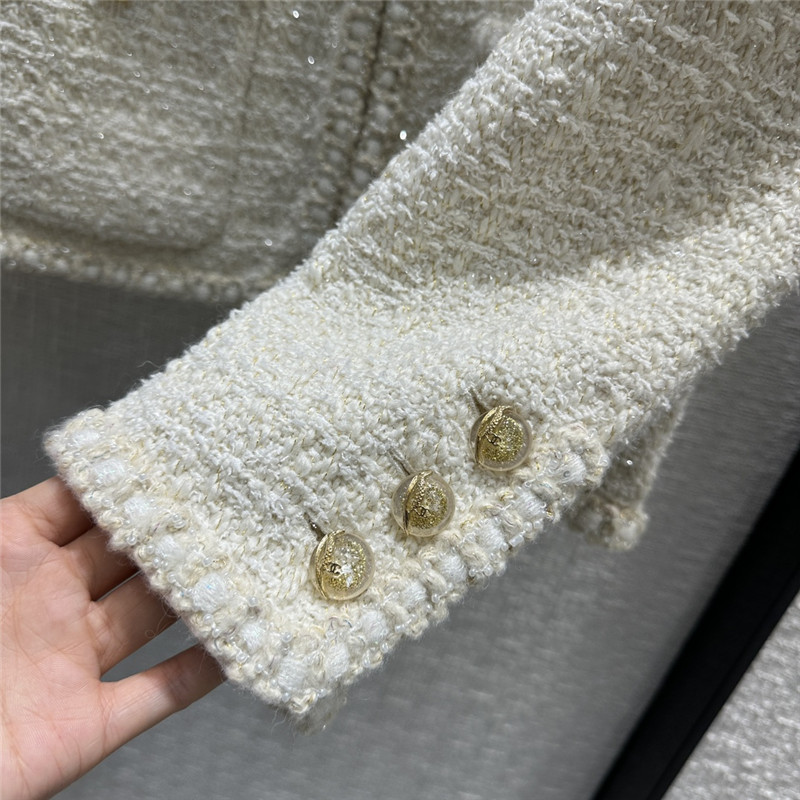 Ch**el cream platinum soft tweed jacket