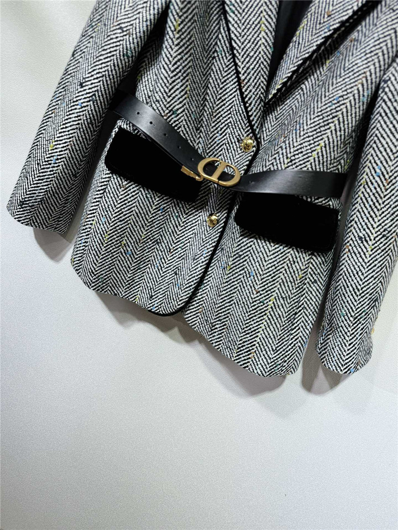 D10r cd belted tweed velvet patchwork blazer