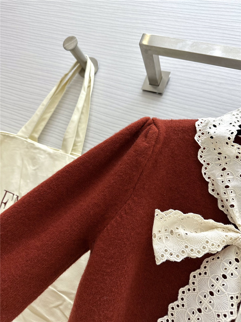 Va1e*ntin0 red lace bow wool cardigan
