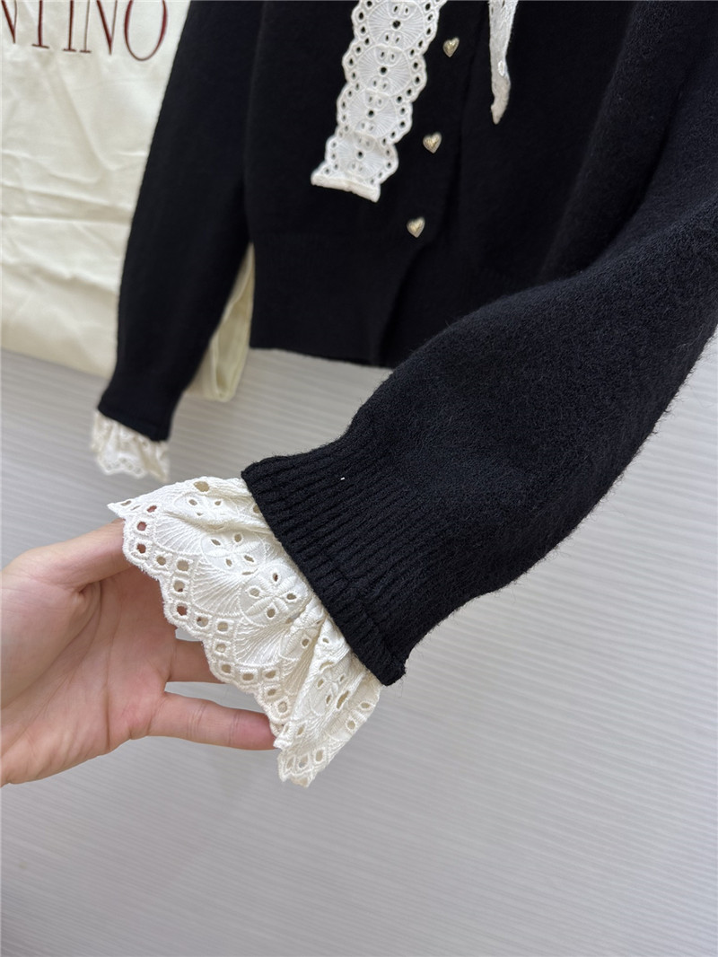 Va1e*ntin0 black lace bow wool cardigan