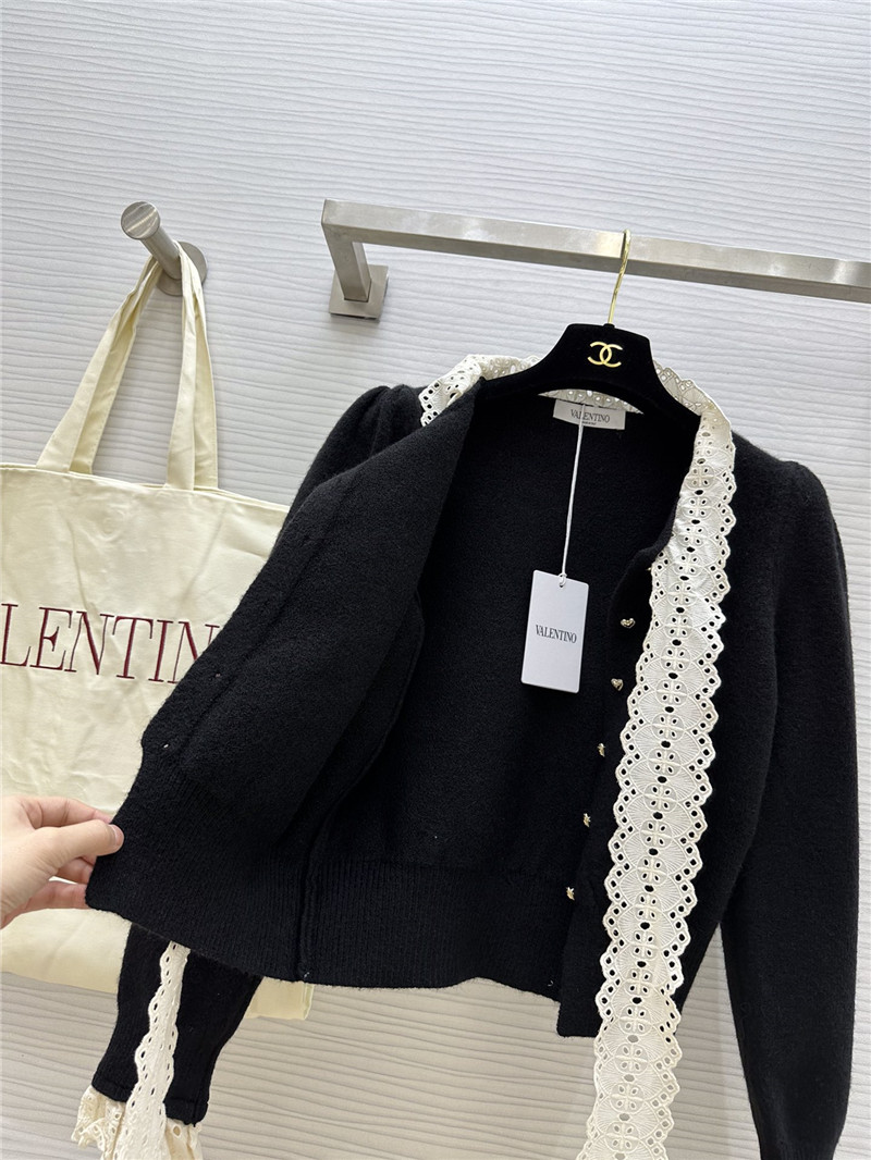 Va1e*ntin0 black lace bow wool cardigan