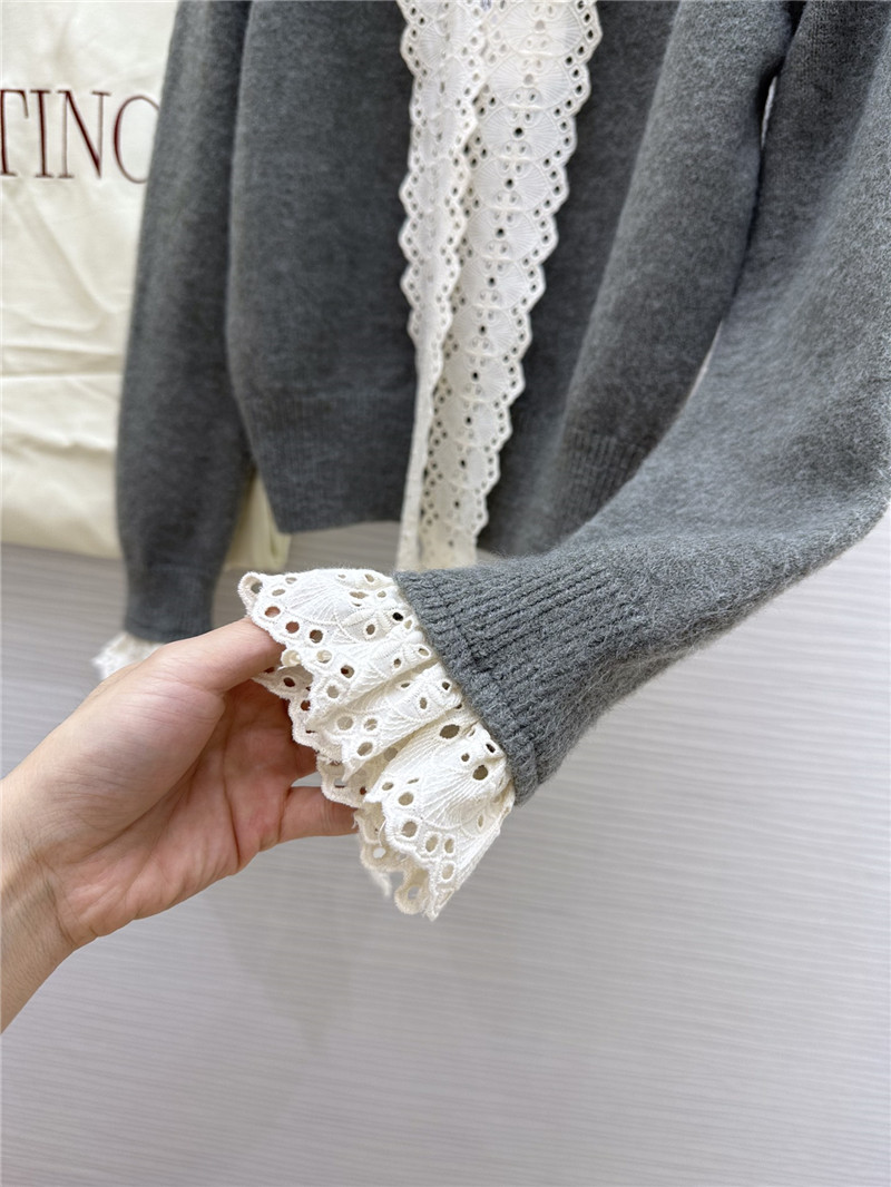Va1e*ntin0 grey lace bow wool cardigan