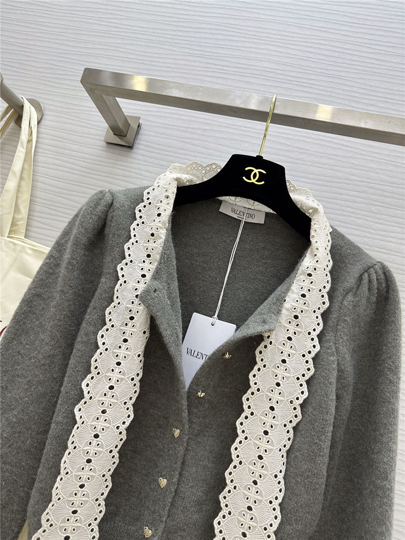 Va1e*ntin0 grey lace bow wool cardigan
