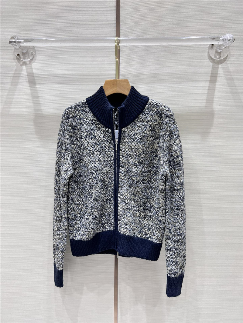 Ch**el zip-up mixed knit sweater