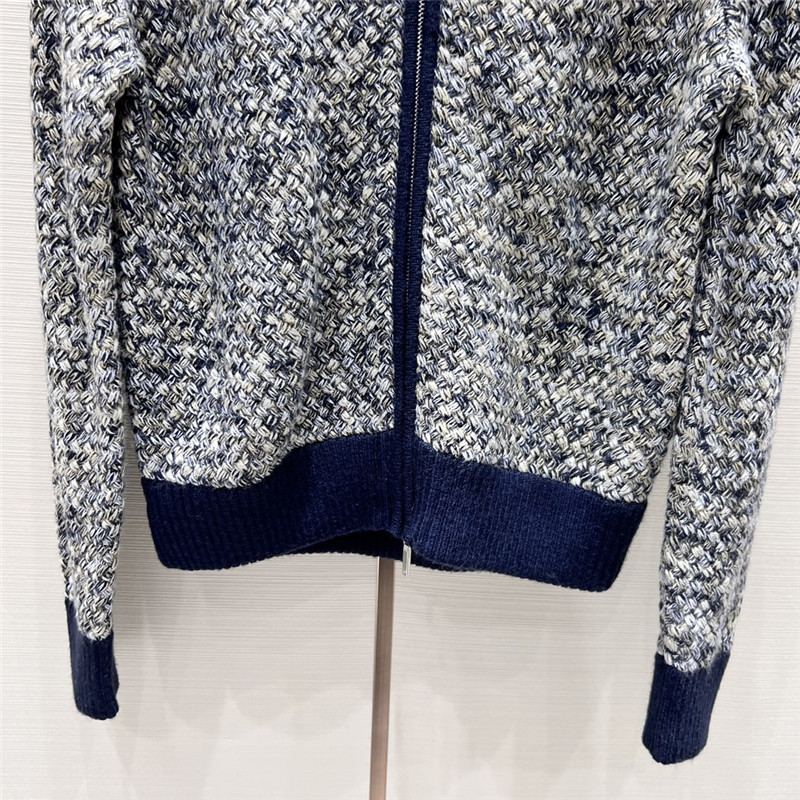 Ch**el zip-up mixed knit sweater