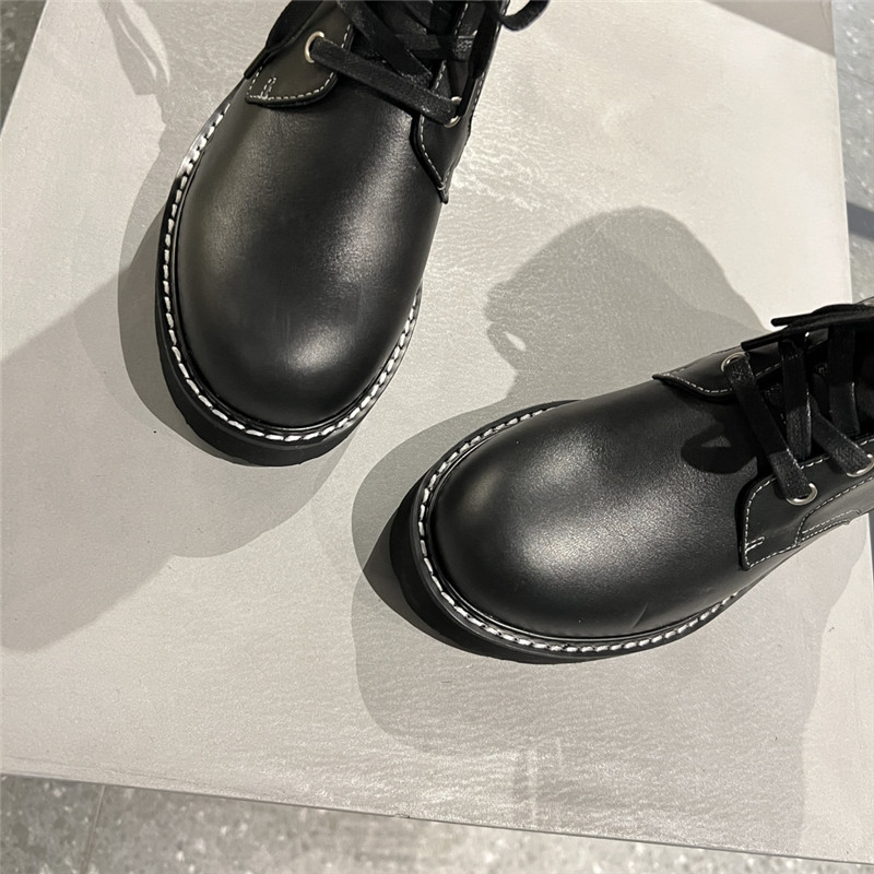 Ch**el knit leather lace-up boots