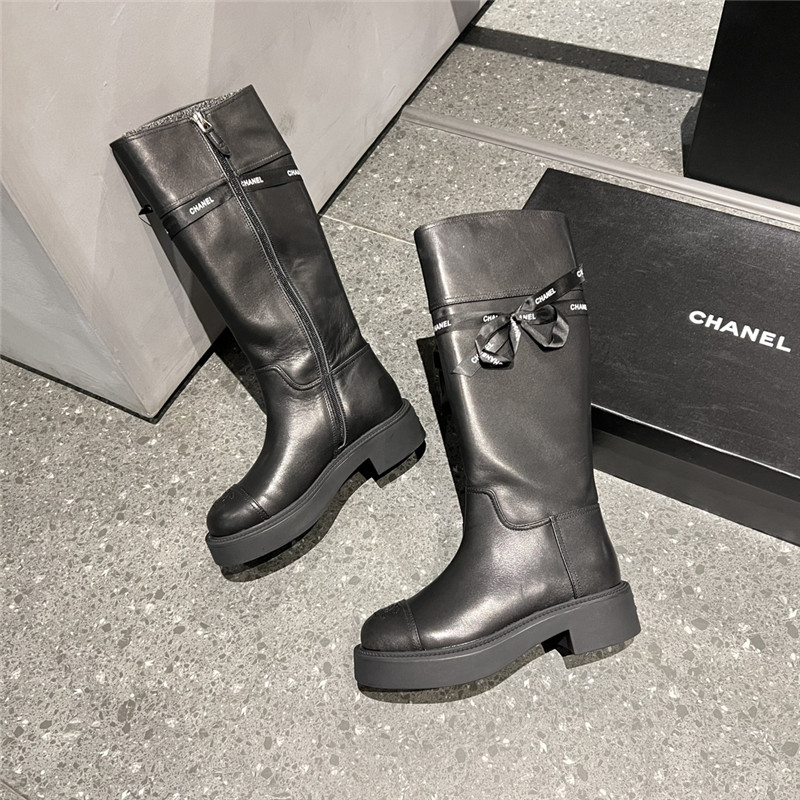 Ch**el calfskin zip keen high boots