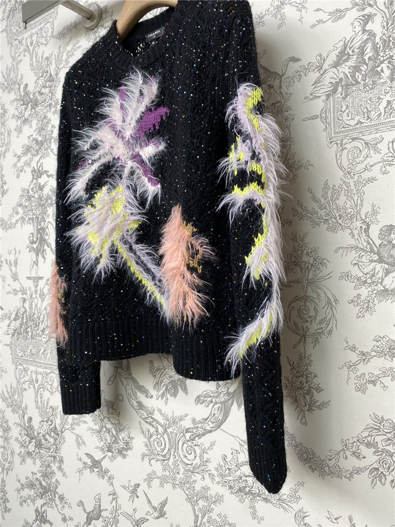 Ch**el shiny jacquard knitted sweater