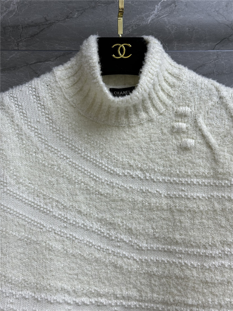 Ch**el jacquard turtleneck sweater white