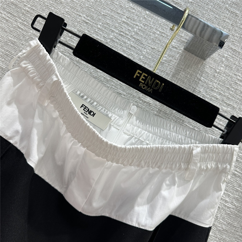 F**di black and white color block suit long skirt