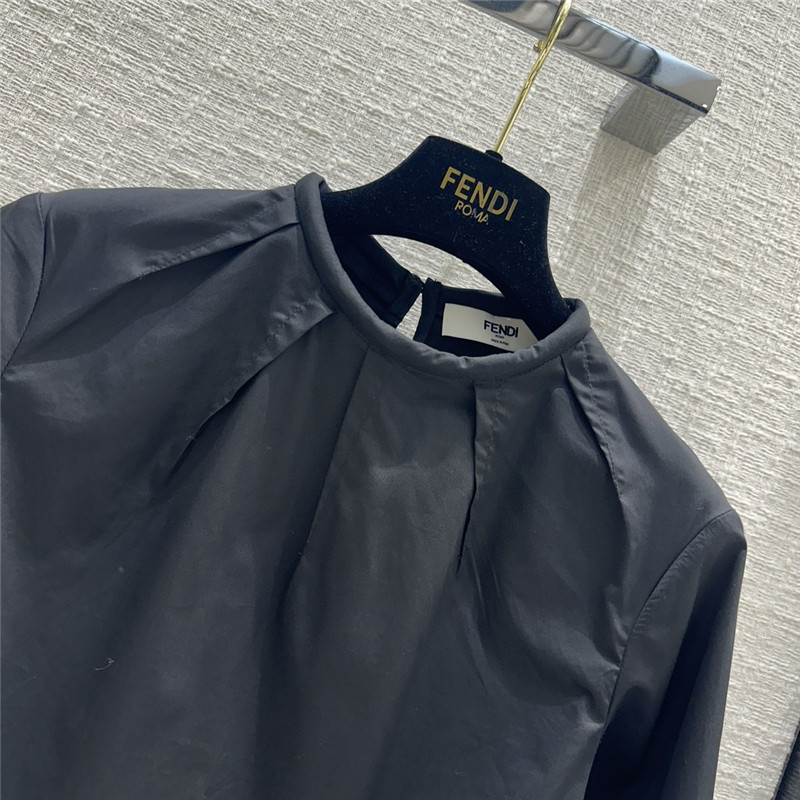 F**di micro pleated crew neck shirt