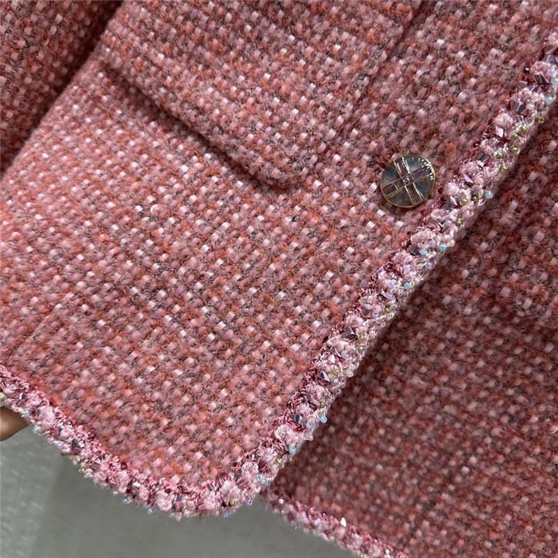 Ch**el palace style high-end pink knitted jacket